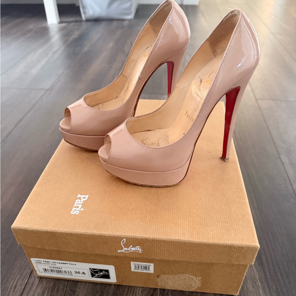 Christian Louboutin Blush Lady Peep Toe Heels
